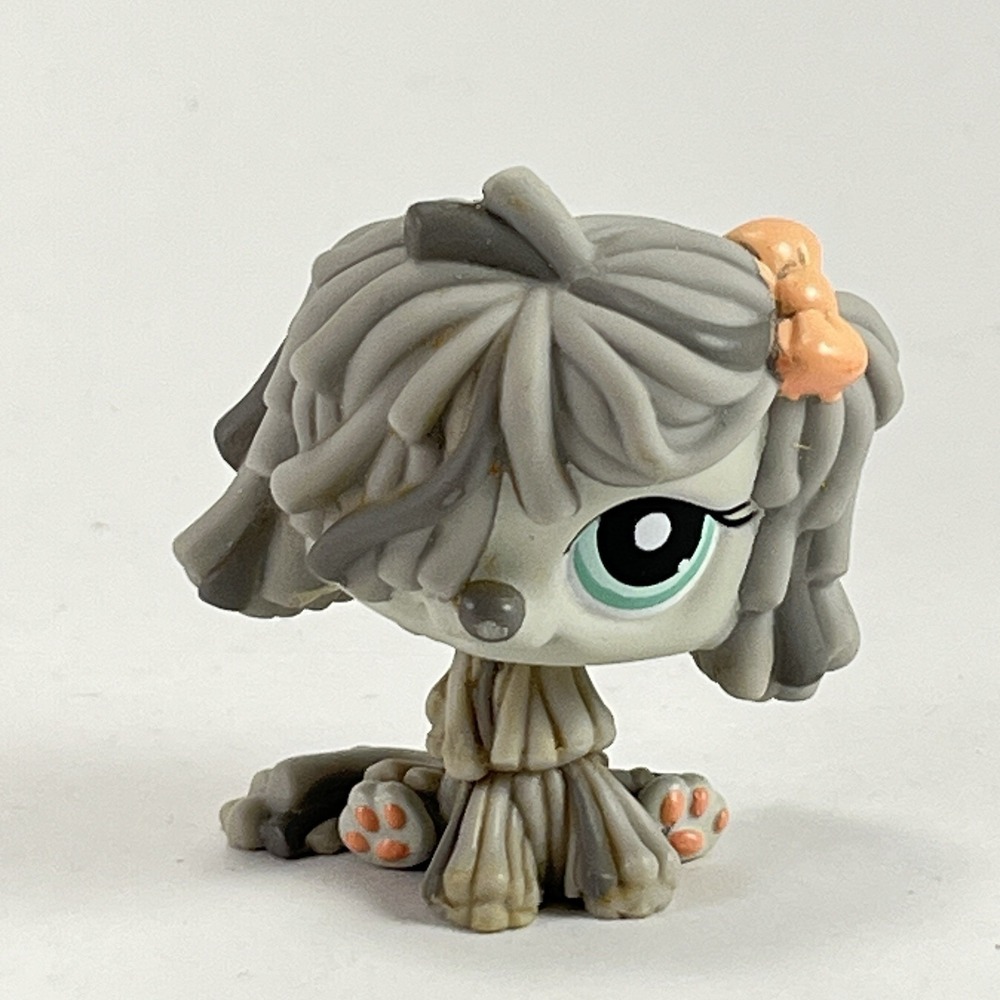 Littlest Pet Shop #1458 Komondor Gray Shaggy Mop Sheepdog Kids LPS Vintage